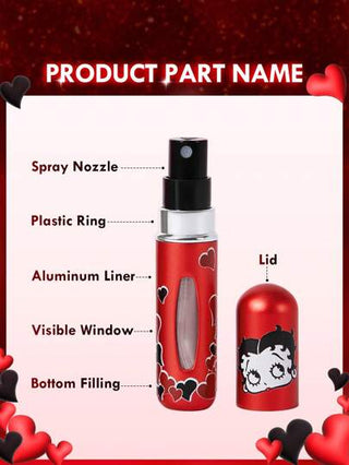 Betty Boop x SHEIN زجاجة نضح قابلة لإعادة التعبئة بشكل شخصية كرتونية وقلب، سعة 5 مل، هدايا