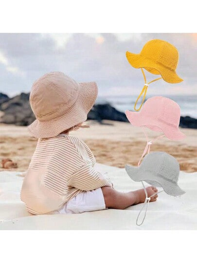 قبعة دلو من القطن للأطفال من الشهر الأول إلى الثاني عشر، مخصصة باسم مطرز، قبعة حماية من الشمس للرضع والأطفال الصغار، صلبة اللون قابلة للطي وتنفس، فيزور للخارج، هدية مولود، هدية المناسبات