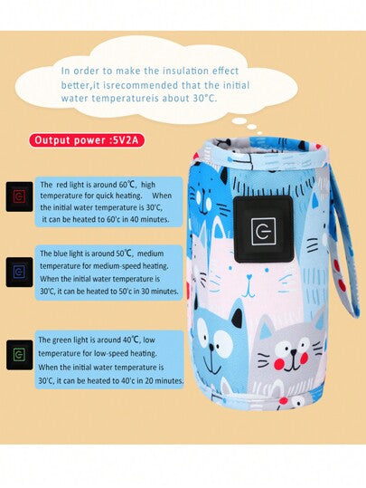 حقيبة عازلة لزجاجة الحليب قابلة للضبط على 3 إعدادات بتصميم كرتوني لحاملي الأطفال، للاستخدام المنزلي والخارجي المتنقل