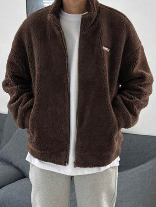 DAZY معطف ذو سوستة وياقة عالية من الفليس للرجال، مناسب للاستخدام اليومي في فصلي الخريف والشتاء