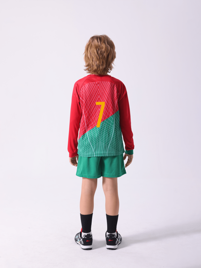 7 قطعة/مجموعة للأولاد المراهقين ملابس رياضية كاجوال ذات أكمام طويلة تمتص العرق، مناسبة للراحة والرياضة والكرة القدم والأنشطة الجماعية