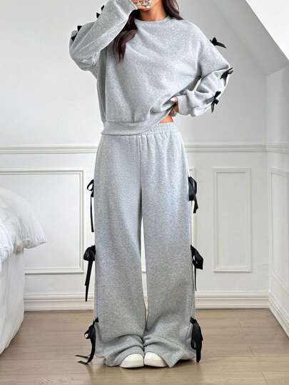 مايوه حريمي قطعة واحدة EZwear مجموعة من قطعتين متكونة من فستان سيدات كاجوال فضفاض مزين بفيونكة