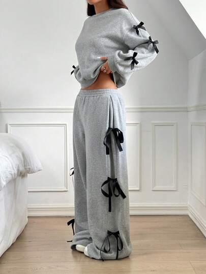 مايوه حريمي قطعة واحدة EZwear مجموعة من قطعتين متكونة من فستان سيدات كاجوال فضفاض مزين بفيونكة