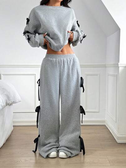 مايوه حريمي قطعة واحدة EZwear مجموعة من قطعتين متكونة من فستان سيدات كاجوال فضفاض مزين بفيونكة