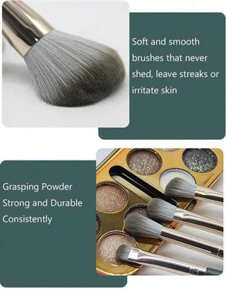 14 قطعة / مجموعة فرشاة مكياج احترافية + 3 قطع أسفنجة مكياج سوداء ، مجموعة كاملة من أدوات التجميل الخضراء مناسبة للأساس والأحمر والحواجب والكونسيلر والخلط السائل ، ضرورية للمبتدئين وفنانو المكياج