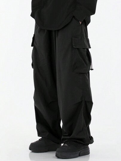 بناطيل شحن البراشوتي ، بناطيل رياضية فضفاضة عادية ، بناطيل واسعة مستقيمة الساق هيب هوب للرجال، أزواج ملابس الشارع الخارجية