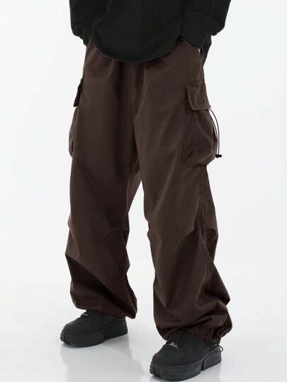 بناطيل شحن مظلات عسكرية متعددة الوظائف ، بناطيل رجالية عصرية فضفاضة بطراز الشارع الرئيسي وأسلوب الهيب هوب الفضفاض والساق المستقيمة ، بناطيل رجالية طويلة كاجوال لارتداء الشارع