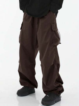 بناطيل شحن مظلات عسكرية متعددة الوظائف ، بناطيل رجالية عصرية فضفاضة بطراز الشارع الرئيسي وأسلوب الهيب هوب الفضفاض والساق المستقيمة ، بناطيل رجالية طويلة كاجوال لارتداء الشارع