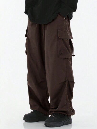 بناطيل شحن مظلات عسكرية متعددة الوظائف ، بناطيل رجالية عصرية فضفاضة بطراز الشارع الرئيسي وأسلوب الهيب هوب الفضفاض والساق المستقيمة ، بناطيل رجالية طويلة كاجوال لارتداء الشارع