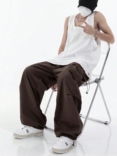 بناطيل شحن مظلات عسكرية متعددة الوظائف ، بناطيل رجالية عصرية فضفاضة بطراز الشارع الرئيسي وأسلوب الهيب هوب الفضفاض والساق المستقيمة ، بناطيل رجالية طويلة كاجوال لارتداء الشارع