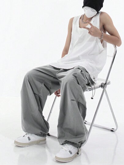 بنطلون كارجو بطراز المظليين الأمريكيين، تصميم عالي الشارع للرجال ذو فضفاضة هب هوب، بنطلون مستقيم عريض الساق للجنسين، بنطلون كاجوال بطراز الشارع الخارجي للرجال