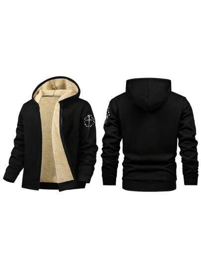 جاكيت واقية للرياح ذات طباعة عصرية مبطنة للشتاء/الخريف، مناسبة للمراهقين الكاجوال