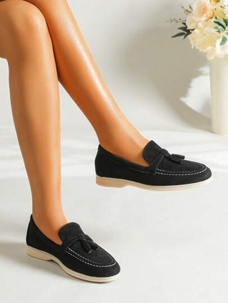 نساء حذاء لوفر مسطح بفتحة للأصبع المستديرة، بني غامق، أحمر، أحذية عمل كاجوال جديدة لربيع/صيف 2025، قاع ناعم، أحذية كاجوال بريطانية، مقاسات كبيرة 41-43