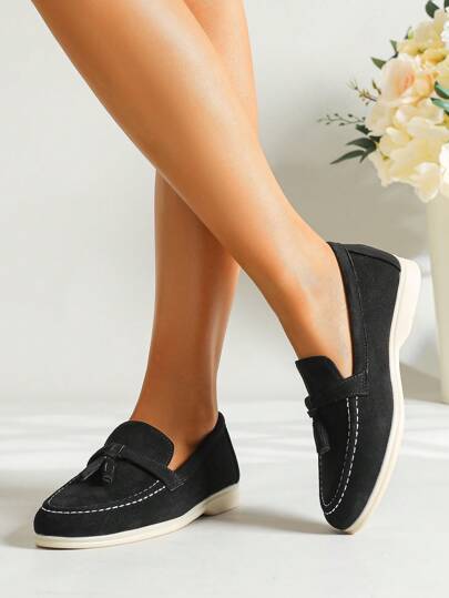 نساء حذاء لوفر مسطح بفتحة للأصبع المستديرة، بني غامق، أحمر، أحذية عمل كاجوال جديدة لربيع/صيف 2025، قاع ناعم، أحذية كاجوال بريطانية، مقاسات كبيرة 41-43