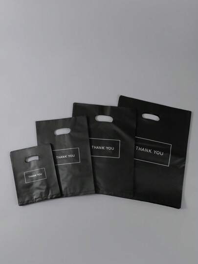 50 قطعة أكياس هدايا شكر باللون الأسود، أكياس بلاستيكية للأعمال التجارية الصغيرة والتسوق، مثالية للاحتفالات والأعياد ، هدايا الأعراس، مناسبة للهدايا والحفلات والمتاجر والمحلات على غرار عيد الحب وبداية العام الدراسي