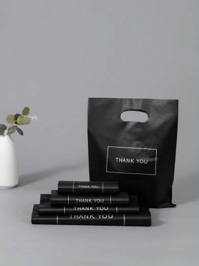 50 قطعة أكياس هدايا شكر باللون الأسود، أكياس بلاستيكية للأعمال التجارية الصغيرة والتسوق، مثالية للاحتفالات والأعياد ، هدايا الأعراس، مناسبة للهدايا والحفلات والمتاجر والمحلات على غرار عيد الحب وبداية العام الدراسي