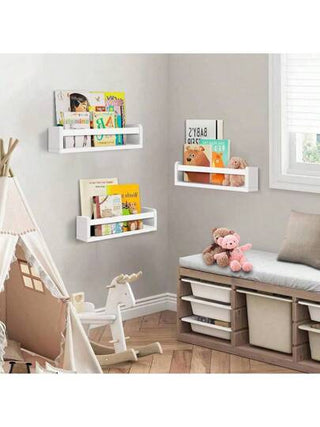 1 رف كتب عائم للروضة ، رفوف جدارية مصنوعة من خشب صلد لديكور الروضة لكتب،ألعاب وأدوات التخزين والتنظيم في الحمام وديكور الغرفة
