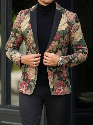 Manfinity Homme جاكيت كاجوال منقوشة بطبعة الأزهار للرجال، بتصميم محايد وأنيق للحياة اليومية