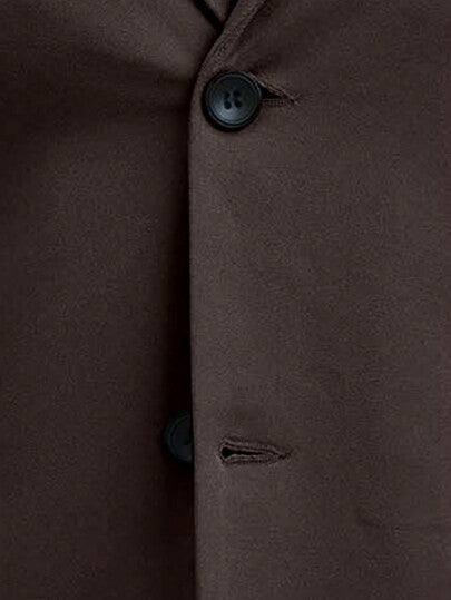 Manfinity Mode بدلة رجالية كاجوال من جاكيت بياقة واقفة وطويلة الأكمام وبنطلون، أحادية اللون، موسم الخريف