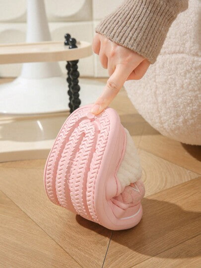 نعال منزلية للسيدات بتصميم بسيط مانعة للانزلاق لمناسبات الخارج/الداخل ، ذات وسادة سميكة وفرو صناعي، جديدة لفصل الخريف/الشتاء