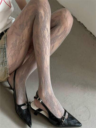 جوارب جديدة بتصميم الزهور الفرنسية العتيقة،جوارب شبكية سوداء جذابة للنساء في عيد الحب، جوارب بنية مفتوحة بالدانتيل