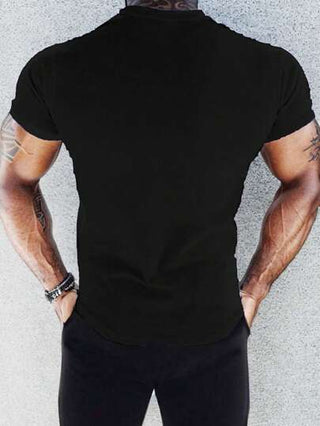 Manfinity Athleisure تي شيرت رياضي قصير الأكمام صيفي للرجال بطبعة رأس الثور بتصميم صديقي عصري قابل للتنفس