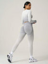 SHEIN Sport Gameset بذلة رياضية نسائية مكونة من ملابس علوية بأكمام طويلة ذو تدرج لوني وبنطال، بدلة رياضية متماسكة للصالة الرياضية