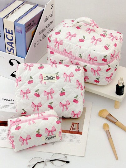 قطعة واحدة / مجموعة حقيبة مستحضرات التجميل ذات تصميم فرنسي وردي، حقيبة مكياج محمولة عصرية، حقيبة تخزين متعددة الوظائف لأحمر الشفاه والفوط الصحية والعملات المعدنية والمفاتيح وغيرها، حقيبة غسيل كبيرة السعة جميلة لمنظم مستحضرات التجميل للسفر، هدية عيد الأم