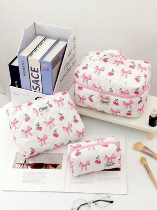 قطعة واحدة / مجموعة حقيبة مستحضرات التجميل ذات تصميم فرنسي وردي، حقيبة مكياج محمولة عصرية، حقيبة تخزين متعددة الوظائف لأحمر الشفاه والفوط الصحية والعملات المعدنية والمفاتيح وغيرها، حقيبة غسيل كبيرة السعة جميلة لمنظم مستحضرات التجميل للسفر، هدية عيد الأم