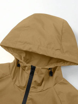 Yemwry معطف بسيط أنيق متعدد الاستخدامات نصف سحاب هوديSنصف ستار مقاوم للماء للاستخدام الخارجي مزود بقلنسوة سوداء بأكمام طويلة خفيف الوزن، مناسب كهدية لأصدقائك وزوجك وحبيبك