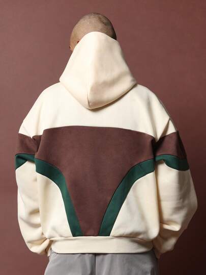 SHEINxLarissa&André SUMWON سويتر رياضي كتلة اللون من ملابس الرياضة اللياقة البدنية رياضة قميص ثقيل هوودي شتوي فينتاج كاجوال منقط مع كابوشون بسحاب للراحة والتمرين