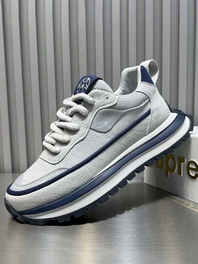 أحذية رياضية عادية أحادية اللون موضة، أحذية رجالية متنوعة وأنيقة مقاومة للأوساخ ومانعة للانزلاق مريحة