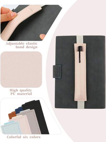 حافظة قلم من البولي يوريثان مع حزام مطاطي لتخزين قلم واحد، أكمام قابلة للفك لحفظ أقلام الكمبيوتر اللوحي والخطاطة، حامل بألوان سادة للأقلام بحجم الدفتر، هدايا للأصدقاء للاستخدام المنزلي/المدرسي/المكتبي، ضرورية للعودة للمدرسة وللرحلات العمل