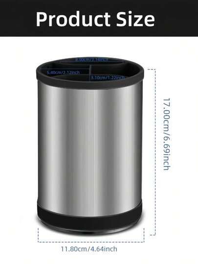 1 قطعة دلو تخزين دوار بزاوية 360 درجة من الفولاذ المقاوم للصدأ، ارتفاع 17 سم رف تخزين للمطبخ، مناسب لأدوات المطبخ وتخزين أعلى السطح، يمكن استخدامه لتخزين عيدان التقديم والملاعق وملاقط الطهي، ديكور عيد الميلاد، هدايا عيد الميلاد