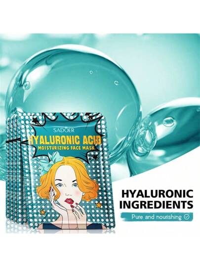 SADOER 1 قطعة / 15 قطعة / 30 قطعة / 50 قطعة أقنعة الوجه الرطبة المضادة للأكسدة التي تحتوي على حمض الهيالورونيك