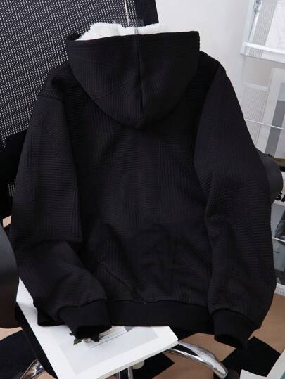 SHEIN معطف شتوي مبطن بقلنسوة للمراهقين الذكور، مزين بطبعة الحصان المطرزة، مناسب لفصلي الخريف والشتاء