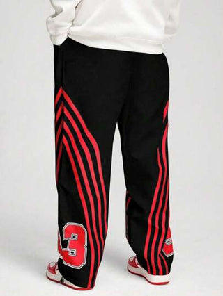 ROMWE MEN Street Life بنطلون رجالي كاجوال بنمط شريطي وحرفي من النوع المتعدد الجيوب ، متعدد الاستخدامات