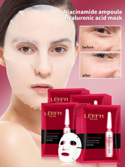 10/20 قطعة أقنعة وجه مرطبة بحمض النياسين وحمض الهيالورونيك - تقليل الخطوط الدقيقة ، شد المسام ، تفتيح البشرة ، ترطيب وتغذية ، 25 مل / ورقة ، مناسبة لجميع أنواع البشرة