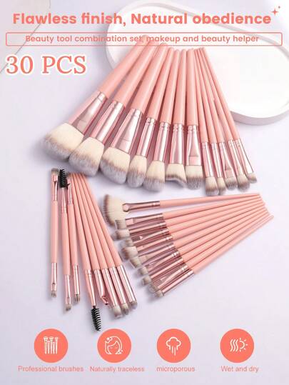 26/30/56 قطعة مجموعة أدوات مكياج تتضمن: 30 فرشاة مكياج + 4 إسفنجة مكياج + 2 إسفنجة مكياج صغيرة + 4 وسائد مسحوق ثلاثية + 4 وسادات مسحوق وسادة هوائية صغيرة + 2 وسادة مسحوق دائرية + 1 شريط للشعر + 2 قفاز لليد + 1 أداة تنظيف فرشاة المكياج + 1 ملقط رموش...