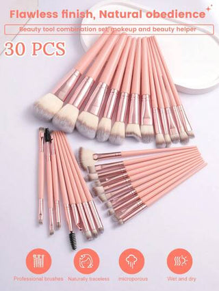 26/30/56 قطعة مجموعة أدوات مكياج تتضمن: 30 فرشاة مكياج + 4 إسفنجة مكياج + 2 إسفنجة مكياج صغيرة + 4 وسائد مسحوق ثلاثية + 4 وسادات مسحوق وسادة هوائية صغيرة + 2 وسادة مسحوق دائرية + 1 شريط للشعر + 2 قفاز لليد + 1 أداة تنظيف فرشاة المكياج + 1 ملقط رموش...