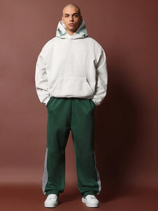 SUMWON هودي قطعة واحدة كبيرة الحجم ملابس رياضية مصنوعة من فلانيل لفصل الخريف والشتاء، مع جيب كنغر وجوانب رباط قابل للسحب