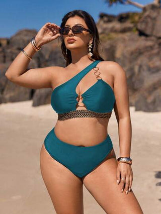 Swim Vcay بكيني علوي ذو فتحة معدنية على الرقبة غير متماثلة مقاس كبير مناسب لفصل الصيف