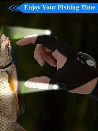 قفاز به إضاءة LED 1 قطعة -مصباح يدوي (بدون بطارية) للصيد والإصلاح والتخييم والركض والقيادة ، قفاز نصف إصبع به إضاءة ليلية لحفلات الصيد الليلي والركض الليلي -هدية للرجال والآباء والأصدقاء والأزواج، جهاز مميز لإضاءة اليدين أثناء التخييم والصيد والإصلاح، هدي