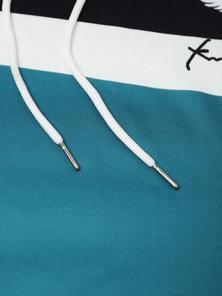 Manfinity Homme قميص ثقيل ربيعي للرجال مقاسات كبيرة بطبعة حرف وطائر نسر، كم طويل، قطعة قماش مزودة بسحاب وقبعة، لون أساسي داكن، هدايا للأصدقاء والزوج والصديق