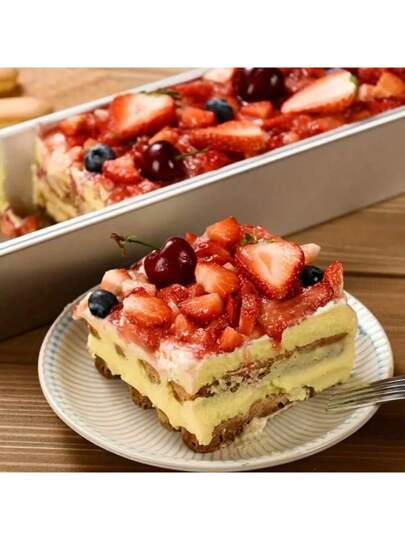 قالب خبز مستطيل من الألومنيوم - مناسب لصنع التيرامسو والكيك والموس، له قاع ثابت ، مصنوع يدويًا متين، مثالي لاستخدامات الطبخ والخبز في عيد الميلاد