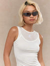 MISSGUIDED ملابس علوية مزدوج الطبقات بشفافية الشعار المطرز