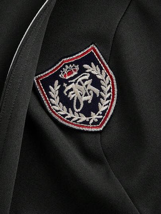 MOD بليزر/جاكيت نسائي بتصميم كوليدج كلاسيكي بلمسات من لون الوردي المتباين، مناسب لفصلي الخريف والشتاء