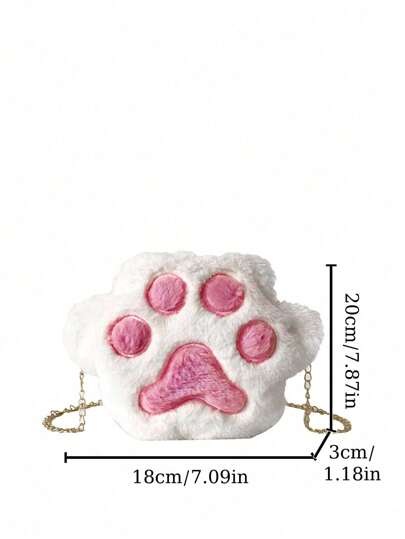 1 قطعة حقيبة كتف ناعمة مطرزة بشكل قدم القطة، خفيفة وقابلة للحمل للبنات والطلاب للرحلات والخارج والخريف والشتاء والتسوق والاستخدام اليومي