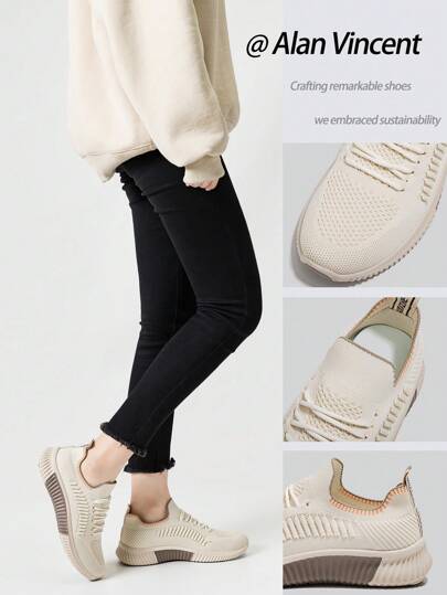 LINGWUZHE أحذية نسائية باللون البيج لصيف 2025، أحذية رياضية خفيفة وتنفس للنساء لاستخدامها في الخارج، سطح شبكي، أحذية للركض على الطرق، أحذية رياضية مريحة للسيدات