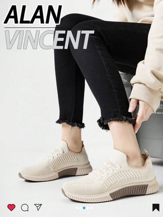 LINGWUZHE أحذية نسائية باللون البيج لصيف 2025، أحذية رياضية خفيفة وتنفس للنساء لاستخدامها في الخارج، سطح شبكي، أحذية للركض على الطرق، أحذية رياضية مريحة للسيدات